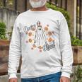 Creep It Real Vintage Ghost Pumkin Retro Groovy Long Sleeve T-Shirt Gifts for Old Men