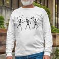 Cute Dancing Skeleton Halloween Party Costume Spooky Season Long Sleeve T-Shirt Gifts for Old Men
