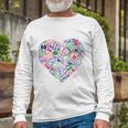 Heart Shaped Passport Travel Stamp Long Sleeve T-Shirt Gifts for Old Men