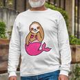 Mermaid Sloth Cute Sloth Long Sleeve T-Shirt Gifts for Old Men