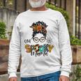One Spooky Mama For Halloween Messy Bun Mom Monster Bleached Long Sleeve T-Shirt Gifts for Old Men