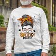 One Spooky Mama For Halloween Messy Bun Mom Monster Bleached V3 Long Sleeve T-Shirt Gifts for Old Men