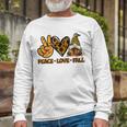 Peace Love Fall Gnome Autumn Lover Pumpkins Halloween Long Sleeve T-Shirt Gifts for Old Men
