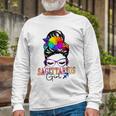 Sagittarius Girl Birthday Messy Bun Hair Colorful Floral Long Sleeve T-Shirt Gifts for Old Men