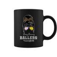 Busy Raising Ballers Mom Of Both Baseball Softball Messy Bun Sticker Features De Coffee Mug