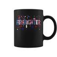 Firefighter Retro American Flag Firefighter Jobs 4Th Of July Fathers Day V2 Coffee Mug