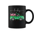 Lucky Flamingo Riding Green Truck Shamrock St Patricks Day Graphic Design Printed Casual Daily Basic Coffee Mug