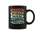 Person Woman Man Camera Prison Coffee Mug