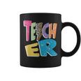 Teacher Colorful Distressed Leopard Lightning Bolt Trendy Coffee Mug