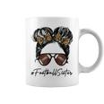 Football Sister With Leopard And Messy Bun Football Season Coffee Mug