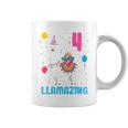 Kids 4Th Birthday I Am 4 Years Old And Llamazing Llama Girl Ns Coffee Mug