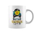 Taurus Girl Birthday Messy Bun Hair Sunflower Coffee Mug