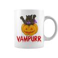 Vampurr Cat Halloween Kitten Vampire Cat Costume & Pumpkin Coffee Mug