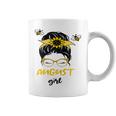 Womens August Girl Birthday Cute Messy Bun Bees Gifts Coffee Mug