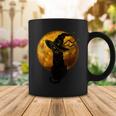 Beautiful Halloween Black Cat With Witch Hat Full Moon - Cat Coffee Mug Funny Gifts