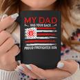 Firefighter Retro My Dad Has Your Back Proud Firefighter Son Us Flag V2 Coffee Mug Funny Gifts