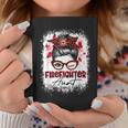 Firefighter The Red Proud Firefighter Fireman Aunt Messy Bun Hair Coffee Mug Funny Gifts
