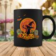 Halloween Cute Witch Cat Mom Pumpkin Graveyard Spooky Cat Coffee Mug Funny Gifts