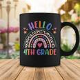 Hello 4Th Grade Leopard Boho Rainbow 1St Day Of School Coffee Mug Funny Gifts