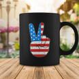 Peace Hand Sign With Usa American Flag For 4Th Of July Funny Gift Coffee Mug Unique Gifts