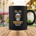 Spooky Halloween Girl Skull Messy Bun Leopard Costume Coffee Mug Funny Gifts