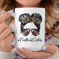 Football Sister With Leopard And Messy Bun Football Season Coffee Mug Personalized Gifts