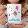 Kids 4Th Birthday I Am 4 Years Old And Llamazing Llama Girl Ns Coffee Mug Personalized Gifts
