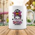 One Spooky Mama For Halloween Messy Bun Mom Monster Bleached V6 Coffee Mug Funny Gifts