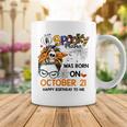 Spooky Mama Born On October 21St Birthday Bun Hair Halloween Coffee Mug Funny Gifts