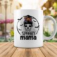Spooky Mama Funny Halloween Mom Messy Bun Spooky Vibes Coffee Mug Funny Gifts
