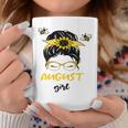 Womens August Girl Birthday Cute Messy Bun Bees Gifts Coffee Mug Personalized Gifts