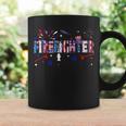 Firefighter Retro American Flag Firefighter Jobs 4Th Of July Fathers Day Coffee Mug Gifts ideas