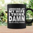 Funny Husband Lucky Wife Tshirt Coffee Mug Gifts ideas