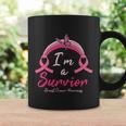 Pink Ribbon Butterfly Heart Im A Survivor Breast Caner Coffee Mug Gifts ideas