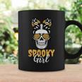 Spooky Halloween Girl Skull Messy Bun Leopard Costume Coffee Mug Gifts ideas