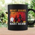 Want Brains Right Meow Cat Halloween Quote Coffee Mug Gifts ideas