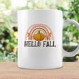 Hello Fall Boho Rainbow Pumpkin Coffee Mug Gifts ideas