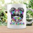 Messy Bun Hair Tie Dye Rainbow Kids Girls Hello First Grade Coffee Mug Gifts ideas