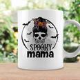 Spooky Mama Funny Halloween Mom Messy Bun Spooky Vibes Coffee Mug Gifts ideas