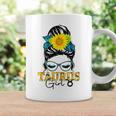 Taurus Girl Birthday Messy Bun Hair Sunflower Coffee Mug Gifts ideas