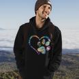 Dog Paw Print Tie Dye Rainbow Dog Lover Rescue Retro S Hoodie Lifestyle