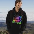 Rainbow Galaxy Floral Rose Hoodie Lifestyle