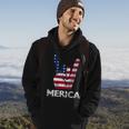 Retro Usa 4Th Of July Vintage American Flag Merica Rock Sign Hoodie Lifestyle