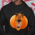 Cute Halloween Funny Halloween Day Trex Pumpkin Face Graphic Design Printed Casual Daily Basic Hoodie Personalized Gifts