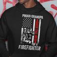 Firefighter Proud Grandpa Of A Firefighter Back The Red American Flag V2 Hoodie Funny Gifts