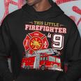 Firefighter This Little Firefighter Is 9 Years Old 9Th Birthday Kid Boy Hoodie Funny Gifts