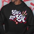Funny Lets Get Lit Fireworks 4Th Of July Retro Vintage Hoodie Funny Gifts