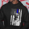 Patriotic German Shepherd Dog American Flag Thin Blue Line Gift Hoodie Unique Gifts