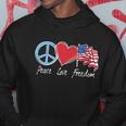 Patriotic Retro Peace Love Freedom Usa Flag 4Th Of July Hoodie Unique Gifts