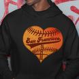 Retro Vintage San Francisco Baseball Heart Hoodie Unique Gifts